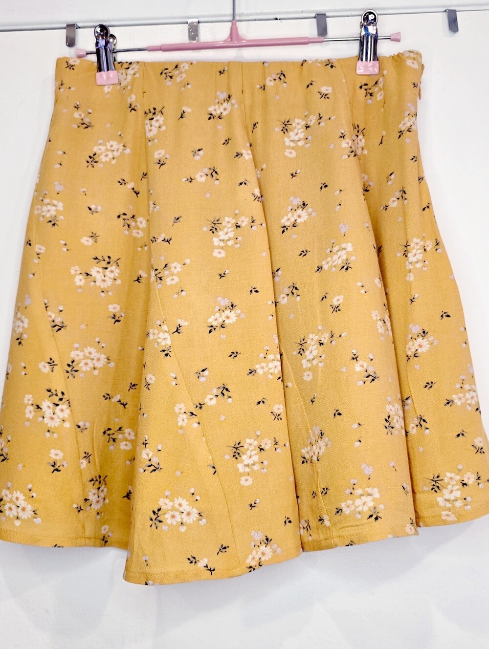 American Eagle Outfitters Mustard Yellow Floral Circle Skirt